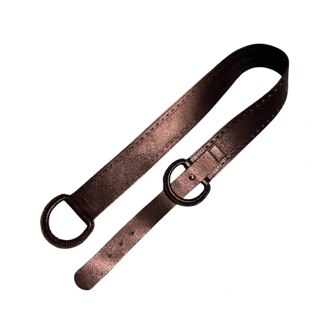 Linea Pelle Black Waist Belt with Interlocking Loop Detail